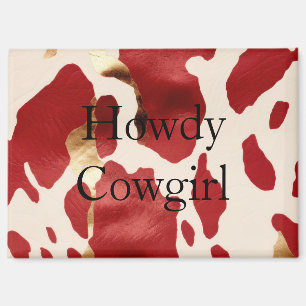 Aimant Crème Rouge Or Occidental Cowhide Howdy