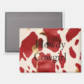 Aimant Crème Rouge Or Occidental Cowhide Howdy (Recto/Verso)