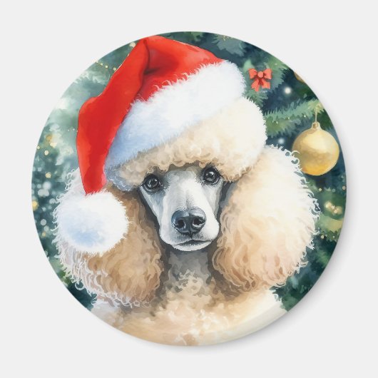 Aimant Crème Standard Poodle Aquarelle Noël (Devant)