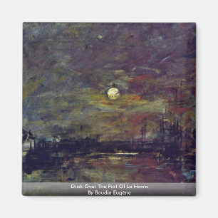 Aimant Crépuscule au-dessus du port du Havre par Boudin