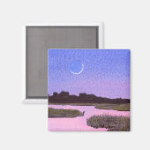 Aimant Crescent Moon & Heron Twilight Marsh (Recto/Verso)