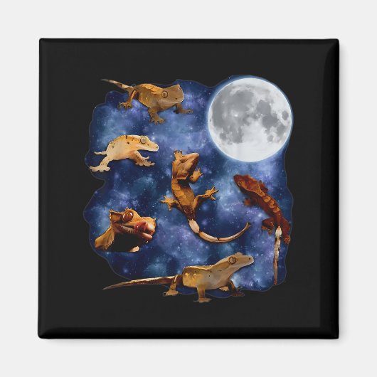 Aimant Crested Gecko Moon Retro Reptile Mom Dad Breeder L (Devant)