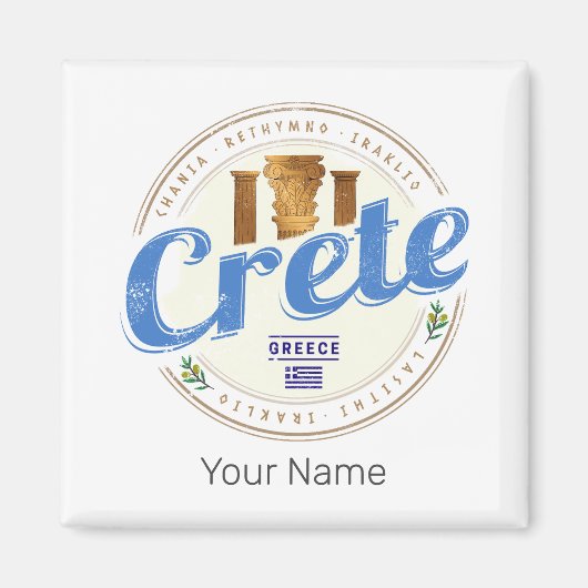 Aimant Crète Île Grèce Retro Vintage Vacances Souvenir (Devant)