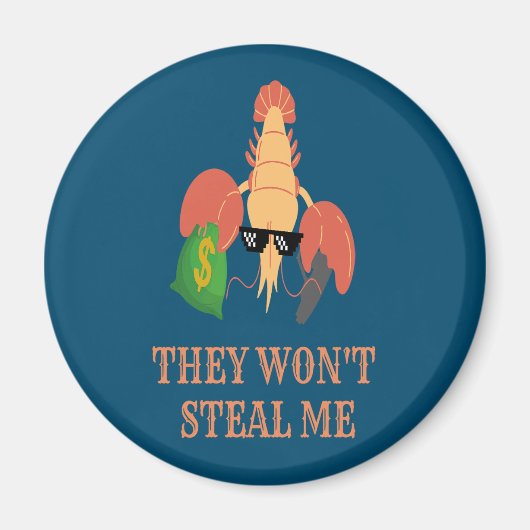 Aimant crevettes avec une arme et de l'argent disent : il (Devant)