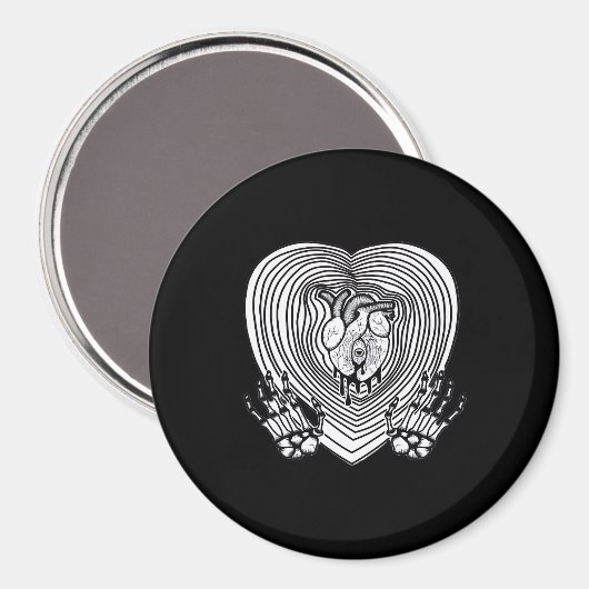 Aimant Crier Coeur classique - Squelette Mains Coeur (Recto/Verso)