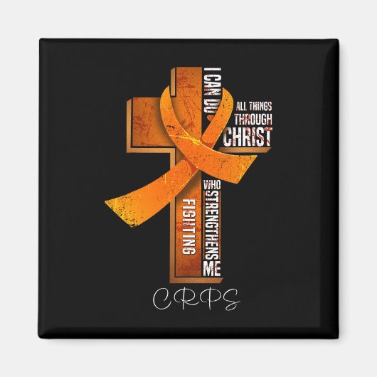 Aimant Cris Sensibilisation Orange Ribbon Christian Cross (Devant)