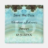 Aimant Cristal Bleu Glamour Sweet 16 Enregistrer La Date (Devant)