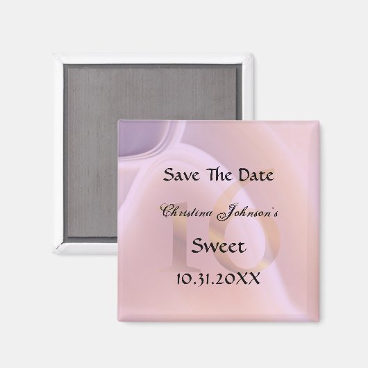 Aimant Cristal Violet Glamour Sweet 16 Enregistrer La Dat (Recto/Verso)