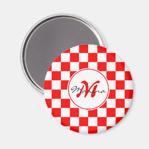 Aimant Croatie Hrvatska Nom À damiers Monogramme