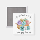 Aimant Crochet Est Mon Endroit Heureux Personnalisé (Recto/Verso)