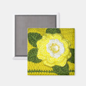 Aimant Crochet rose jaune vif et Feuilles verts Imprimer (Recto/Verso)