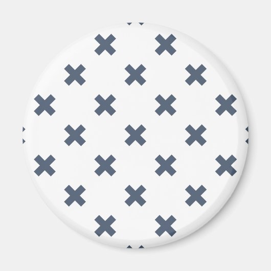 Aimant Crochets bleu-gris sur blanc (Devant)