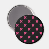Aimant Crochis Fuchsia sur noir (Recto/Verso)