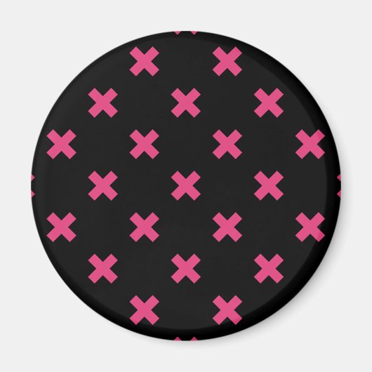 Aimant Crochis Fuchsia sur noir (Devant)