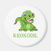 Aimant Crocodile de dessin animé vert blanc (Devant)