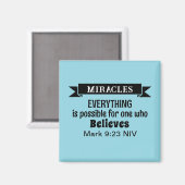 Aimant Croire en Miracles Bible Verse Bleu clair (Recto/Verso)