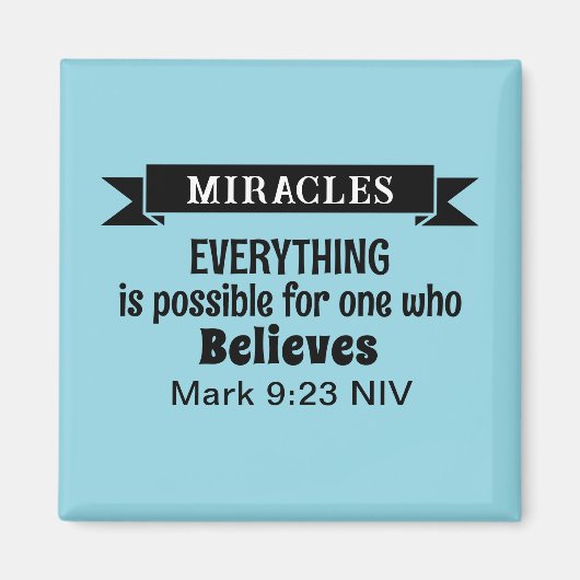 Aimant Croire en Miracles Bible Verse Bleu clair (Devant)