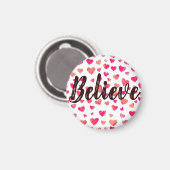 Aimant Croire la typographie aquarelle Coeurs Art (Recto/Verso)