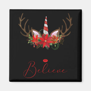 Aimant Croire Rouge Blanc Insettia Renne Licorne T Shir