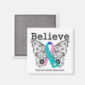 Aimant Croire - Thyroïde Cancer Papillon (Recto/Verso)