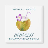 Aimant Croisière à la noix de coco tropicale Mariage Favo (Devant)