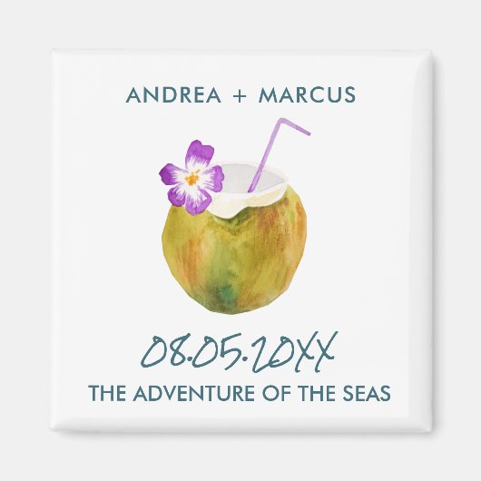 Aimant Croisière à la noix de coco tropicale Mariage Favo (Devant)