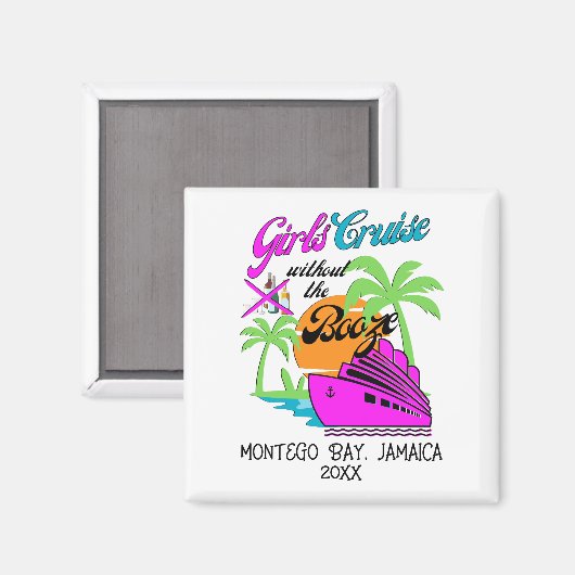 Aimant CROISIÈRE DE FILLES SANS ALCOOL Meilleures amies d (Recto/Verso)