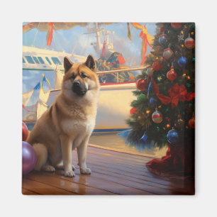 Aimant Croisière de Noël Akita américaine : Pawsome Holid