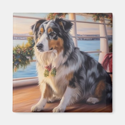 Aimant Croisière de Noël Australian Shepherd : Incroyable (Devant)