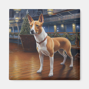 Aimant Croisière de Noël de Basenji : Délice de vacances