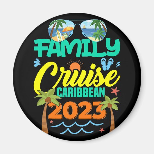 Aimant Croisière en famille Caraïbes 2023 Vacances d'été (Devant)