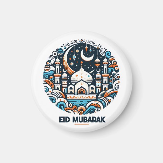 Aimant Croissant de lune doré & Lanterne Eid Mubarak Isla (Devant)