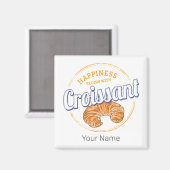 Aimant Croissant Snack Vintage France Retro Breakfast (Recto/Verso)