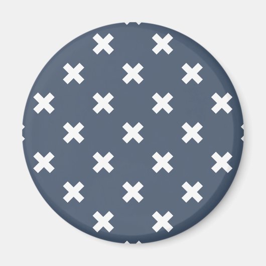 Aimant Croix blanches sur bleu-gris (Devant)