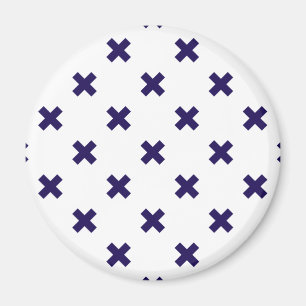 Aimant Croix bleu marine sur blanc