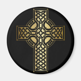 Aimant Croix celtique de noeud dans l'or et le noir