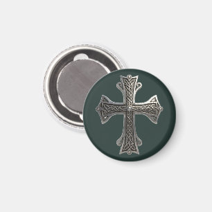 Aimant Croix celtique en argent ornée avec motif de nœud