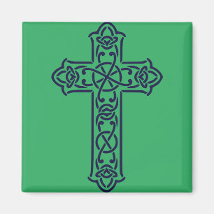 Aimant Croix celtique haute bleue