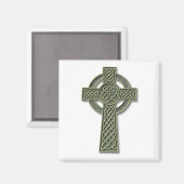Aimant Croix celtique - Pierre verte (Recto/Verso)