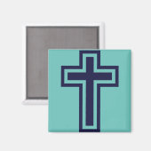 Aimant Croix chrétienne bleue différentes variantes (Recto/Verso)