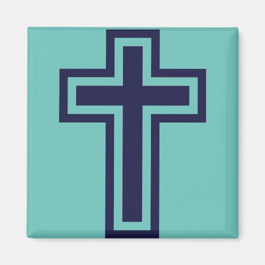 Aimant Croix chrétienne bleue différentes variantes (Devant)