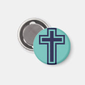 Aimant Croix chrétienne bleue différentes variantes (Recto/Verso)