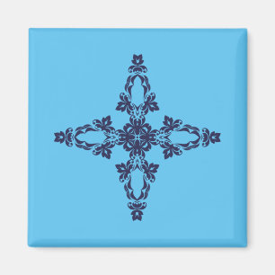 Aimant Croix Chrétienne en Bleu Céleste Art