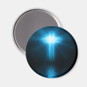 Aimant Croix chrétienne en lumière bleue (Recto/Verso)