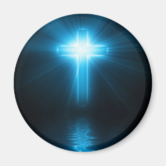 Aimant Croix chrétienne en lumière bleue
