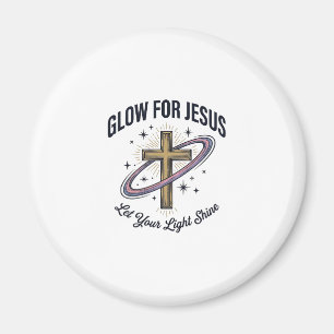 Aimant Croix chrétienne Glow for Jesus Vintage Vector
