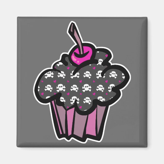 Aimant croix de crâne goth cupcake (Devant)