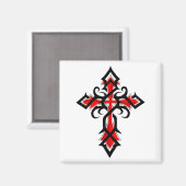 Aimant Croix de Jésus-Christ rouge et noire (Recto/Verso)
