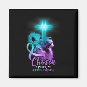Aimant Croix de lion chrétien Verset biblique religieux S