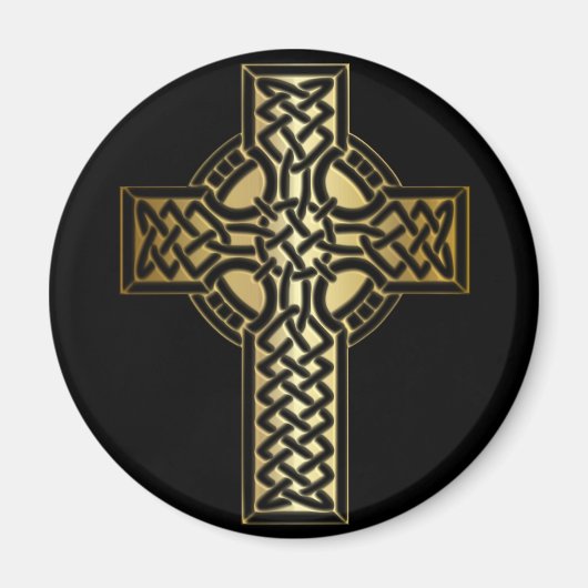 Aimant Croix de noeud celtique en or et noir (Devant)